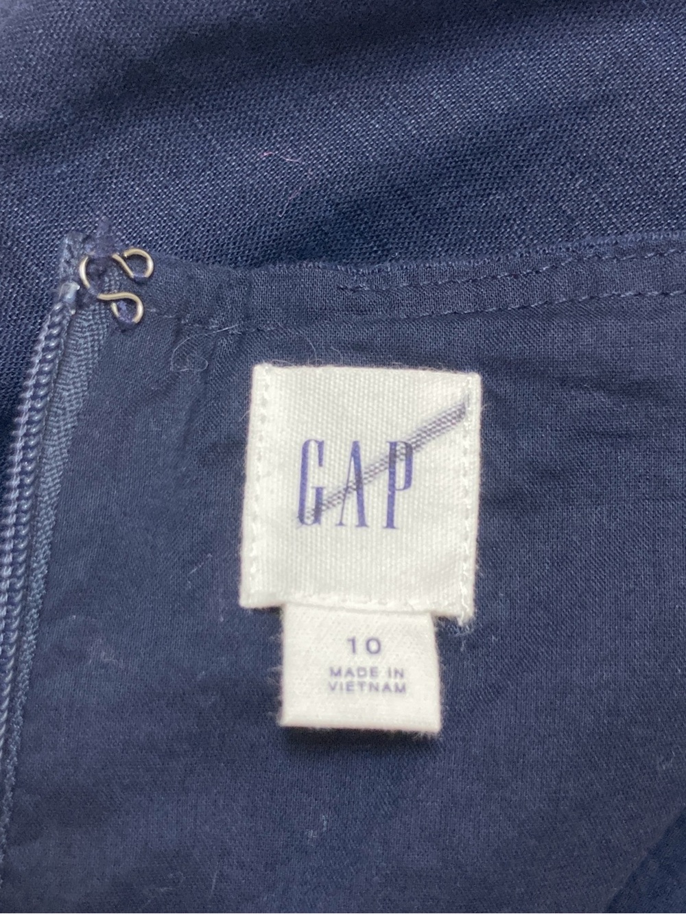 GAP Navy Blue Sleeveless Linen Fit & Flare Cami Dress 10 Coastal Beach Resort - Picture 2 of 7